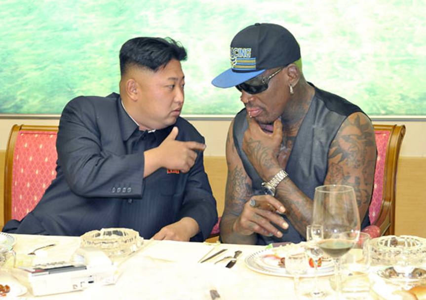 L&#39;incontro tra Rodman e Kim Jong-Un nel 2013. Ap